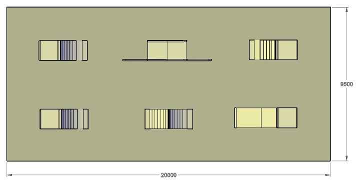 Plan de l'exemple mini-skatepark n°1 avec dimensions