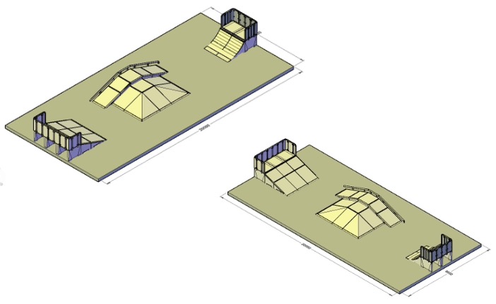 Vue 3D de l'exemple mini-skatepark n°2