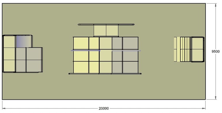 Plan de l'exemple mini-skatepark n°3 avec dimensions