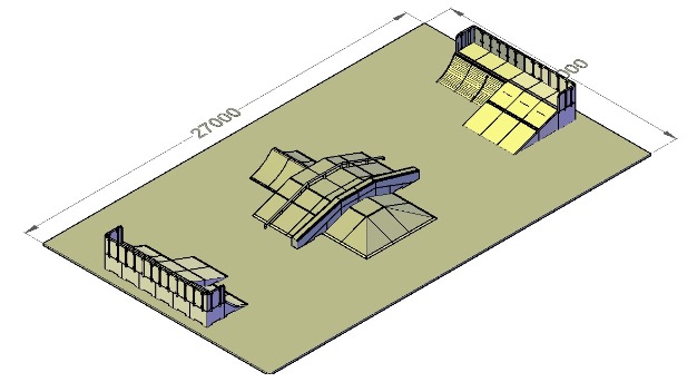 Vue 3D de l'exemple skatepark idéal